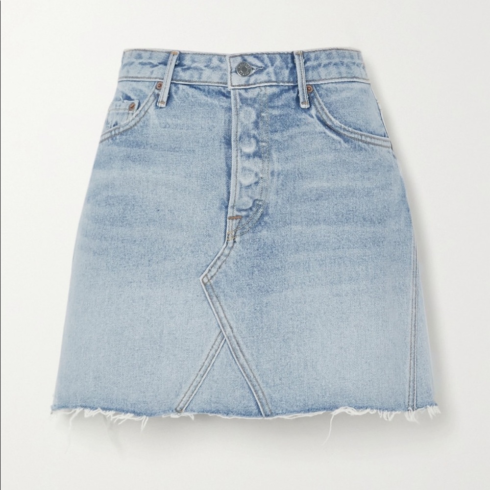 NEW GRLFRND Eva Frayed Denim Mini Skirt